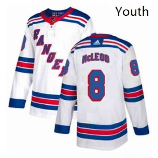 Youth Adidas New York Rangers 8 Cody McLeod Authentic White Away NHL Jersey